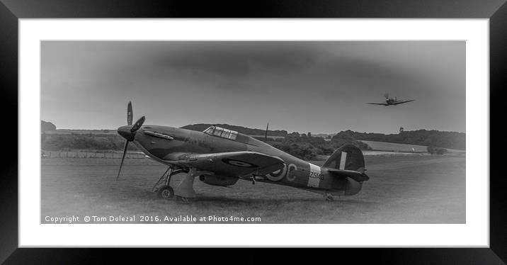 Hawker Hurricane with Spitfire flypast Framed Mounted Print by Tom Dolezal