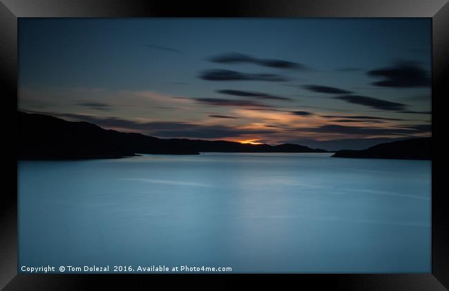Long exposure  of a Loch Cairnbawn sunset. Framed Print by Tom Dolezal
