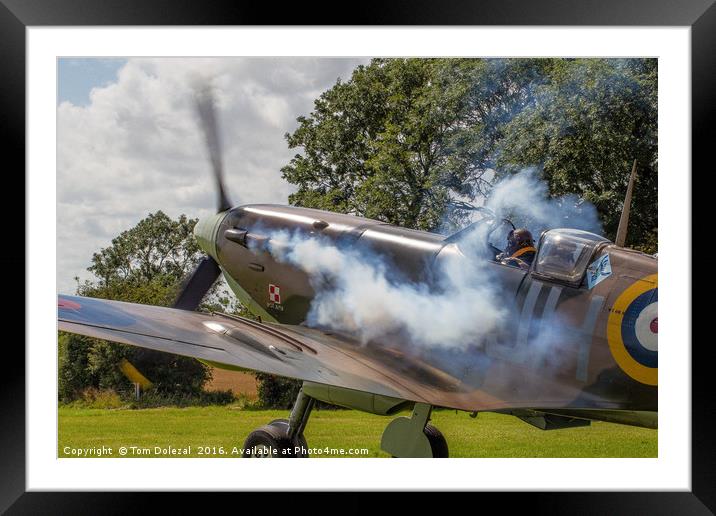 Smoky Spitfire start-up Framed Mounted Print by Tom Dolezal