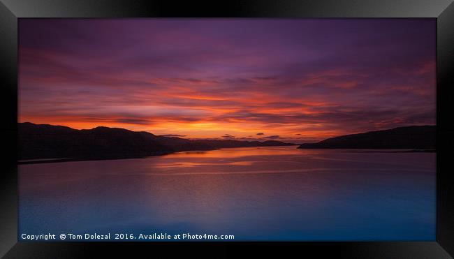 Red Sunset at Loch A Chairn Bhain Framed Print by Tom Dolezal