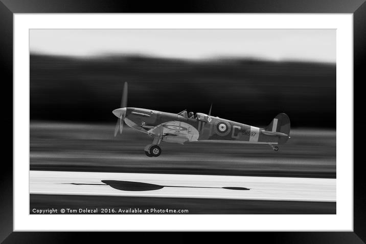 Spitfire silhouette  Framed Mounted Print by Tom Dolezal