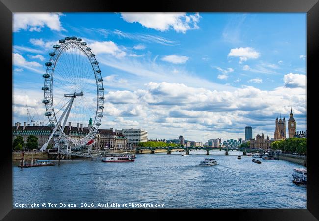 London scene along the Thames Framed Print by Tom Dolezal