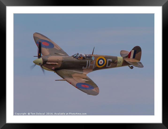 Spitfire flyby Framed Mounted Print by Tom Dolezal