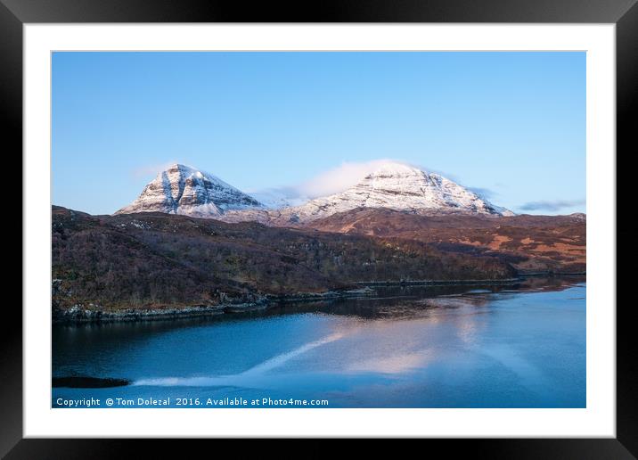 Snowy Quinag Framed Mounted Print by Tom Dolezal
