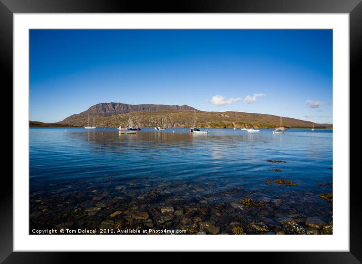 Yachts moored at Loch Canaird Framed Mounted Print by Tom Dolezal