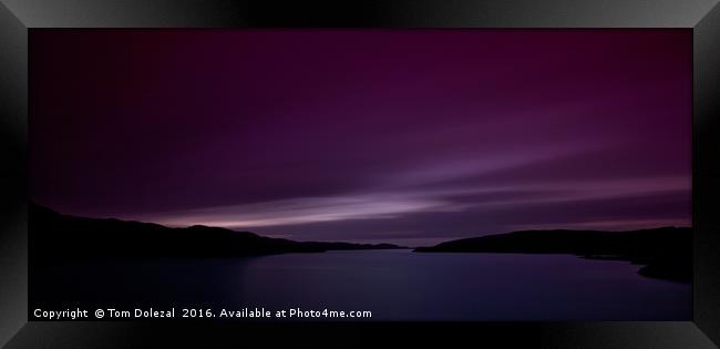 Highland sunset at Loch Cairnbawn. Framed Print by Tom Dolezal