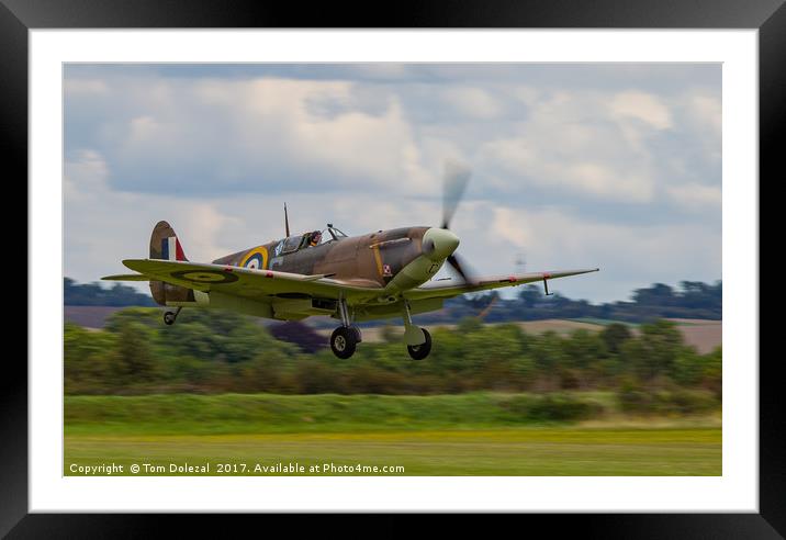 Spitfire approach. Framed Mounted Print by Tom Dolezal