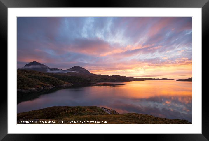 Loch Cairnbawns sunset Framed Mounted Print by Tom Dolezal