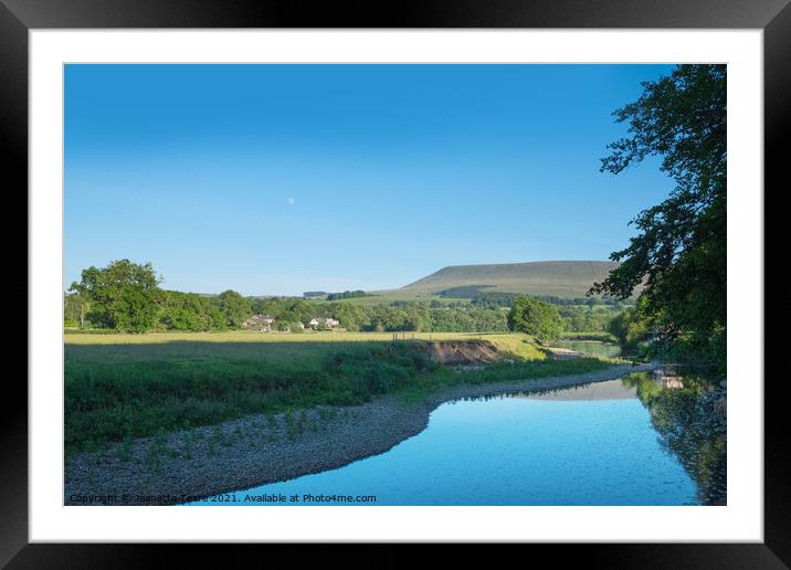 River Ribble and Pendle Hill, where peaceful waters flow Framed Mounted Print by Jeanette Teare