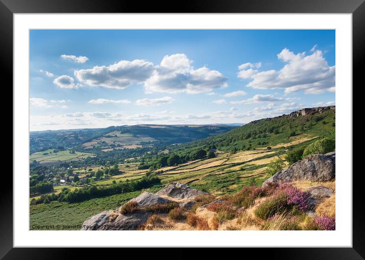 Curbar Edge, Peak District summer landscape Framed Mounted Print by Jeanette Teare
