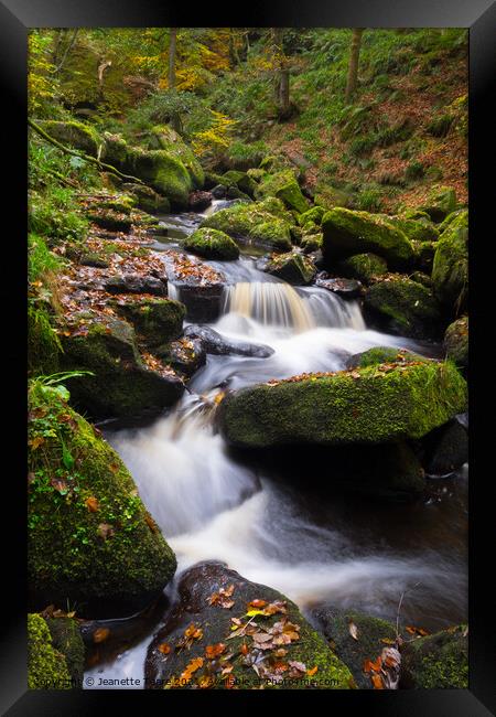 Padley Gorge waterfall Framed Print by Jeanette Teare