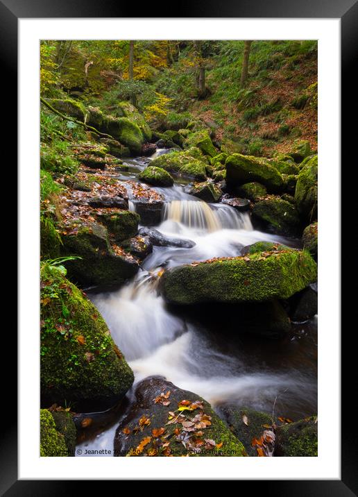 Padley Gorge waterfall Framed Mounted Print by Jeanette Teare