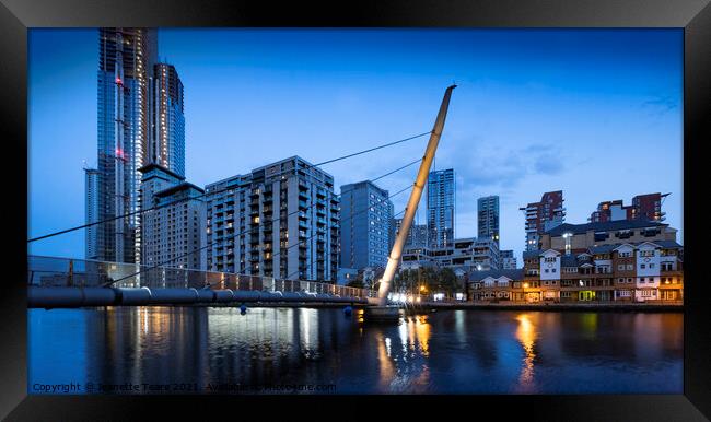 Canary Wharf at night Framed Print by Jeanette Teare