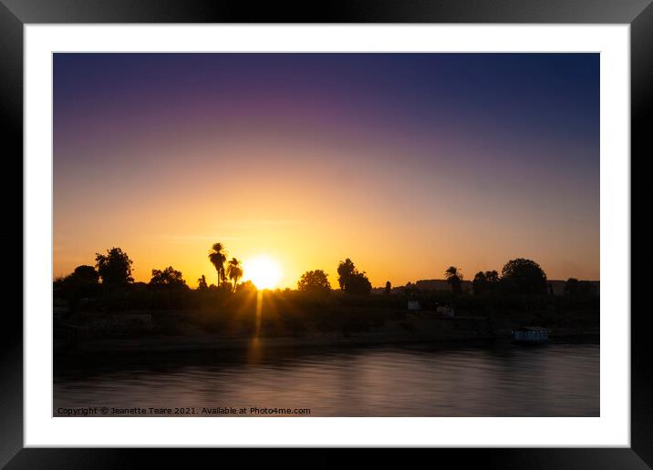 Sunset on River Nile Framed Mounted Print by Jeanette Teare