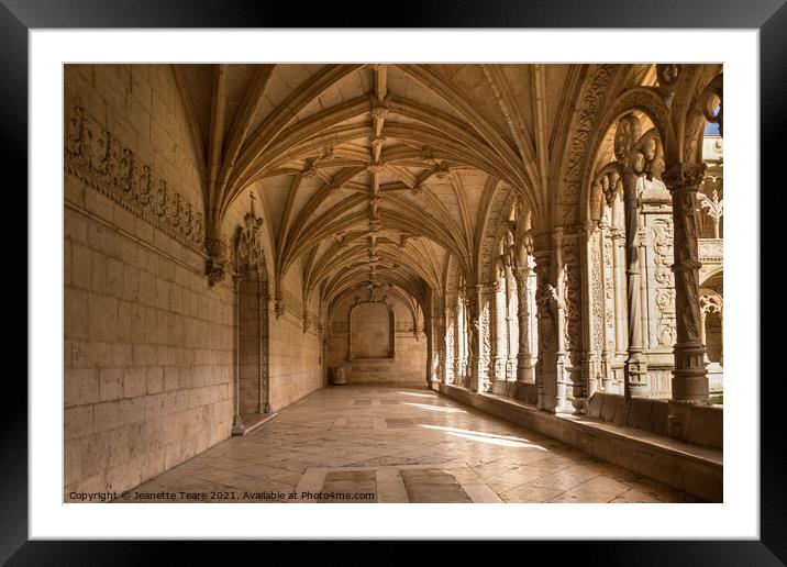 Receding arches at Mosteiro dos Jeronimos, Lisbon Framed Mounted Print by Jeanette Teare