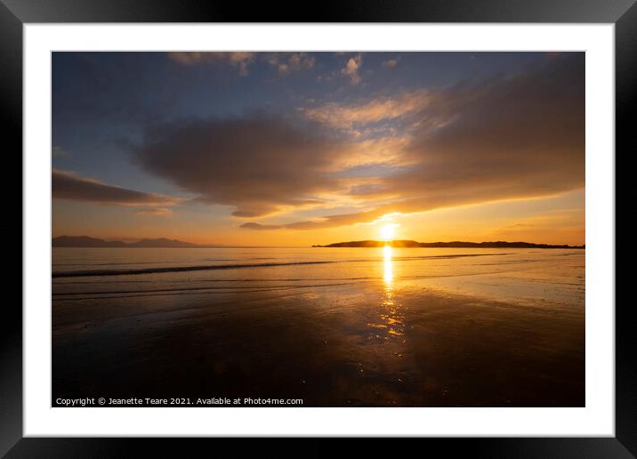 Sunset at Llanddyn from Newborough beach Framed Mounted Print by Jeanette Teare