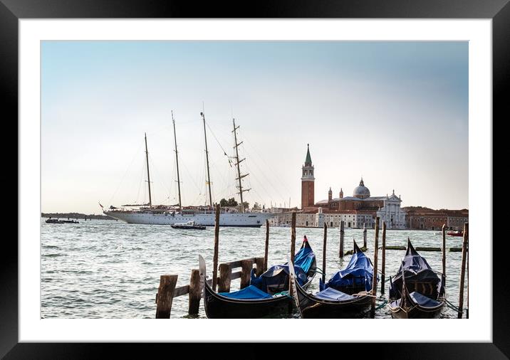 Gondolas and tall ships Framed Mounted Print by Jeanette Teare