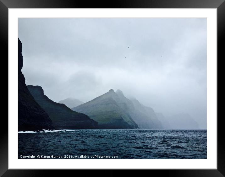 Faroe Islands Coast Reverse Framed Mounted Print by Karen Gurney