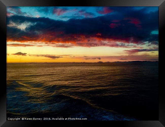 North Atlantic Sunset Framed Print by Karen Gurney
