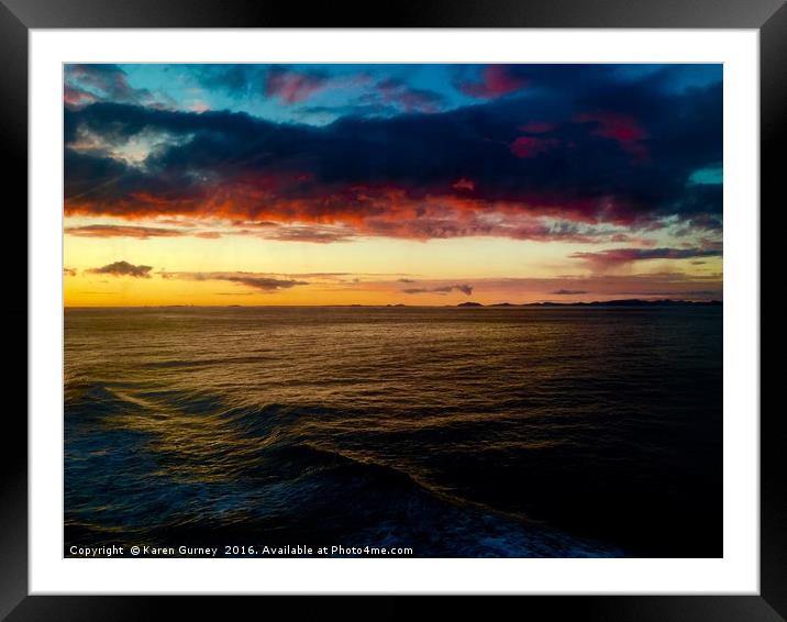 North Atlantic Sunset Framed Mounted Print by Karen Gurney