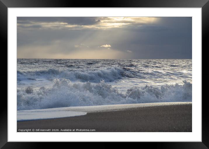 Rough Sea at Sutton on Sea Framed Mounted Print by GILL KENNETT