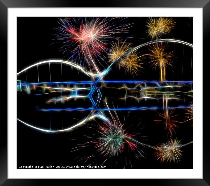 Fractalius of Fireworks at the Infinity Bridge Framed Mounted Print by Paul Welsh
