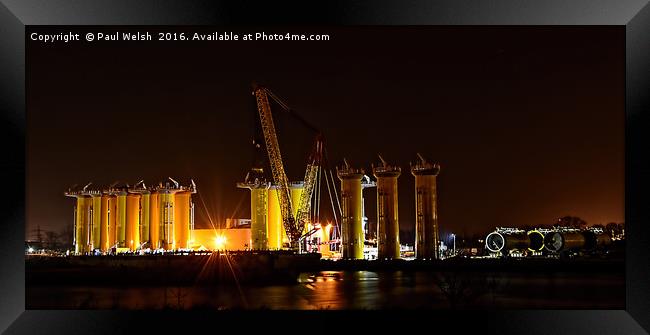 Wind Turbine Transition Pieces and Monopiles Framed Print by Paul Welsh