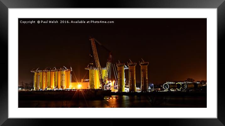 Wind Turbine Transition Pieces and Monopiles Framed Mounted Print by Paul Welsh