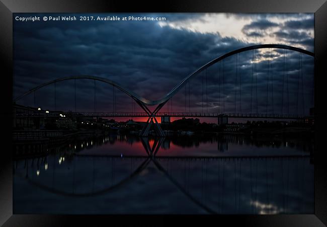 Infinity Bridge Sunset and Clouds Framed Print by Paul Welsh