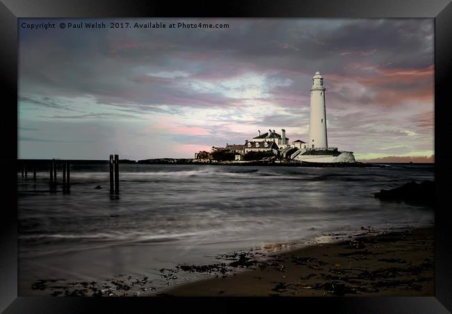 St Mary's Lighthouse Framed Print by Paul Welsh