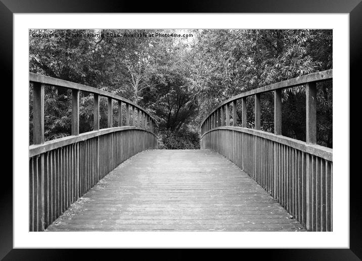 Wooden bridge at Ouzel Valley Park Framed Mounted Print by Mitchell Nortje