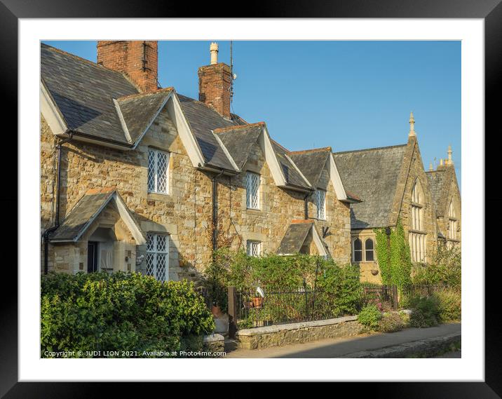 Stone Cottages at Abbotsbury Framed Mounted Print by JUDI LION