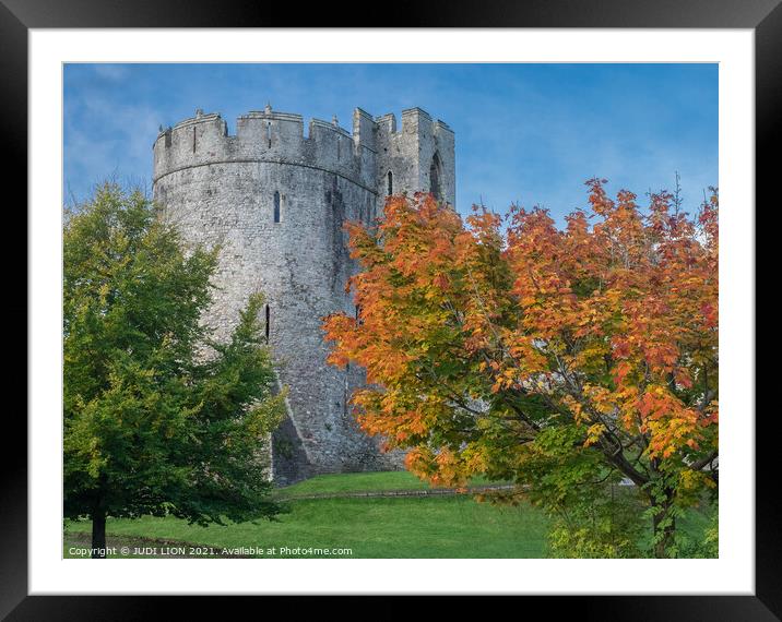 Chepstow Castle in Autumn Framed Mounted Print by JUDI LION