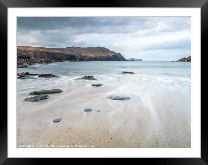Receding water on Clogher Strand Framed Mounted Print by JUDI LION