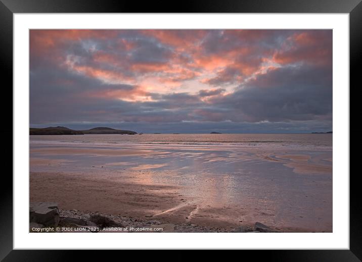 Sunset on Whitesands Bay St David's Framed Mounted Print by JUDI LION