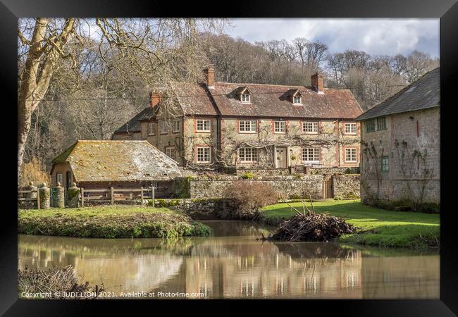 Stedham Mill and houses Framed Print by JUDI LION