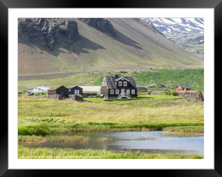 Black Wooden House at Arnarstapi Iceland Framed Mounted Print by JUDI LION