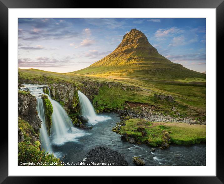 Kirkjufell Iceland at Midsummer Framed Mounted Print by JUDI LION