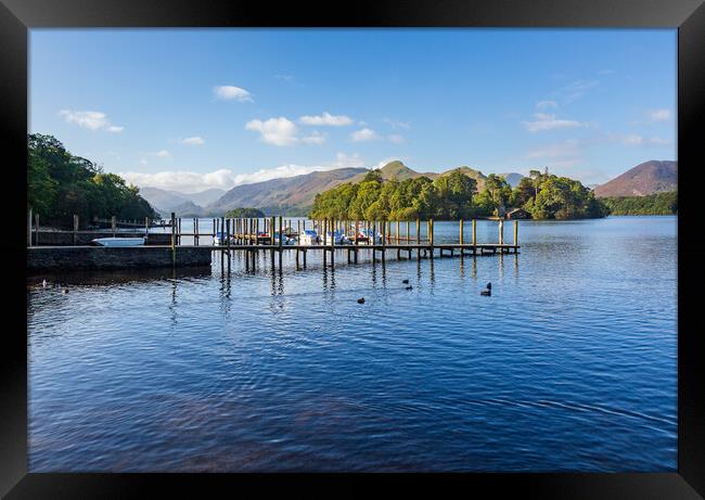 Boats on Derwent Water in Lake District Framed Print by Steve Heap