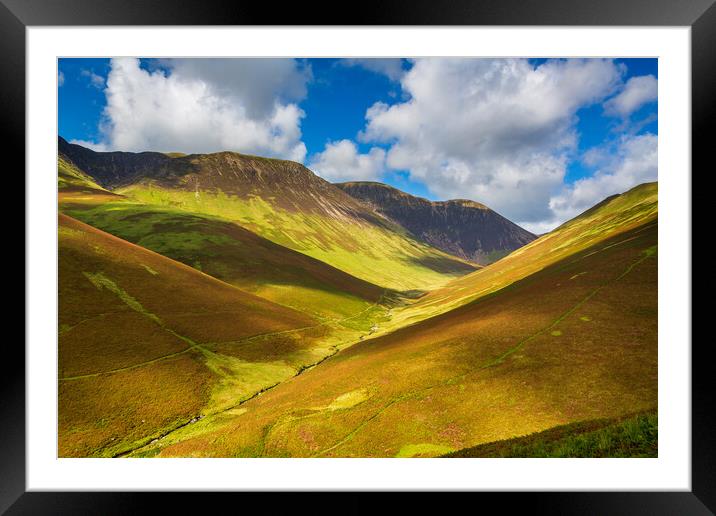 Newlands Pass in Lake District in England Framed Mounted Print by Steve Heap