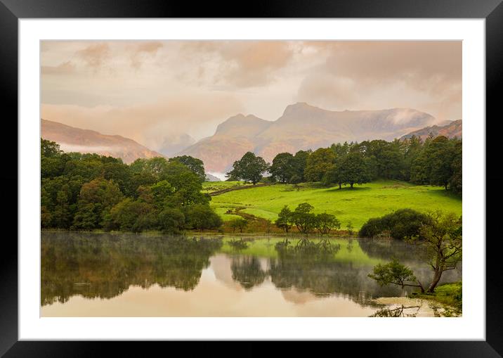 Sunrise at Loughrigg Tarn in Lake District Framed Mounted Print by Steve Heap