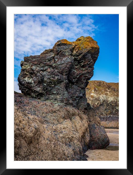 Unusual rock formation at Kynance Cove near the Lizard in Cornwa Framed Mounted Print by Steve Heap