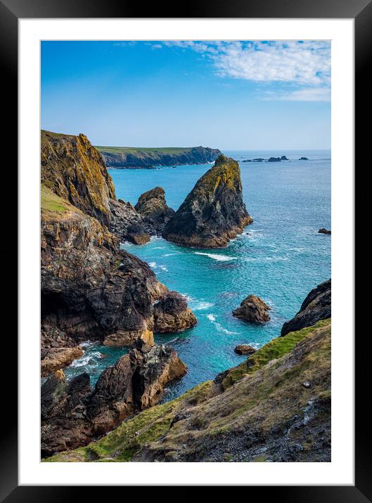 View towards the Lizard from Kynance Cove in Cornwall Framed Mounted Print by Steve Heap