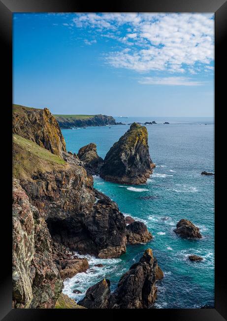 View towards the Lizard from Kynance Cove in Cornwall Framed Print by Steve Heap