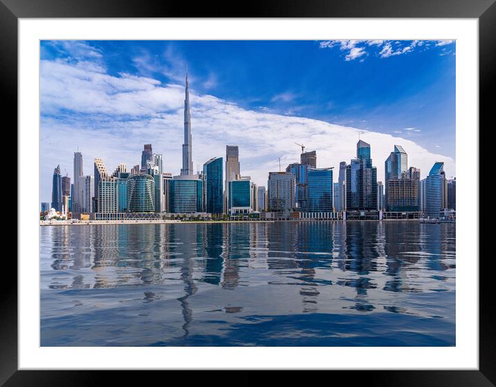 Futuristic Dubai Skyline Framed Mounted Print by Steve Heap