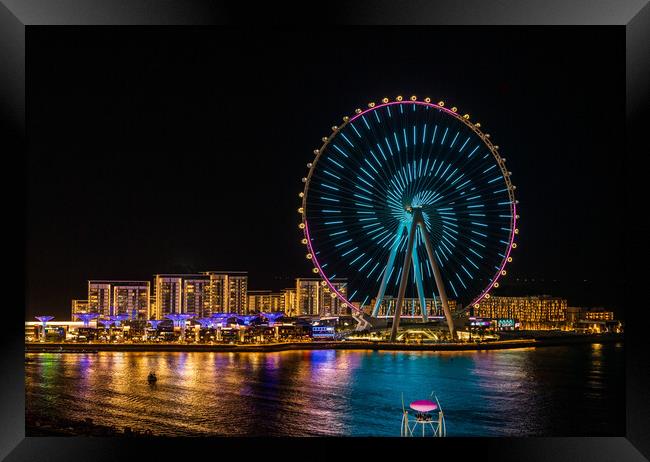 Dazzling Ain Dubai Observation Wheel at Sunset Framed Print by Steve Heap