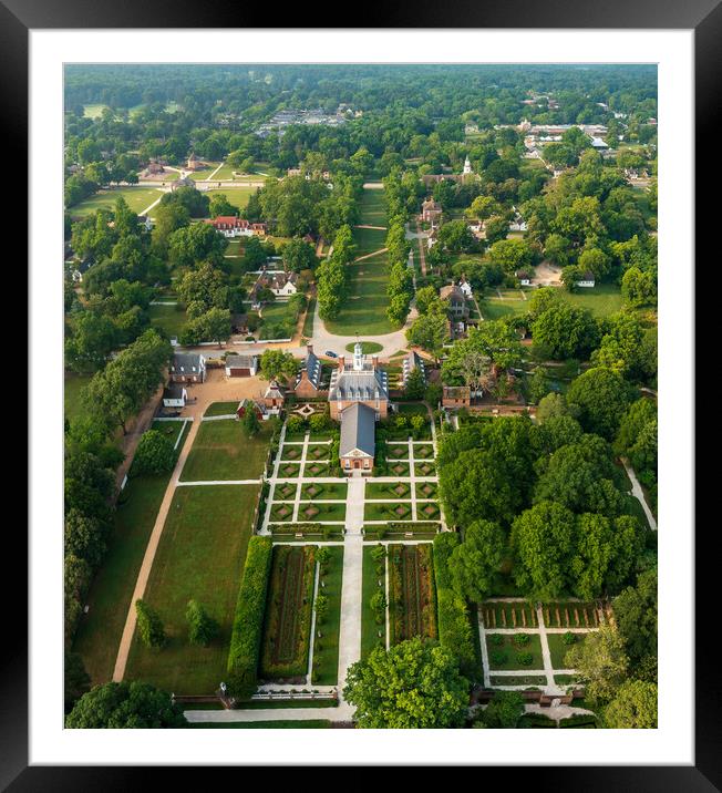 Aerial view of Governors Palace in Williamsburg Virginia Framed Mounted Print by Steve Heap
