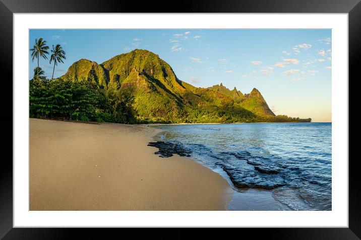 Early morning sunrise over Tunnels Beach on Kauai in Hawaii Framed Mounted Print by Steve Heap