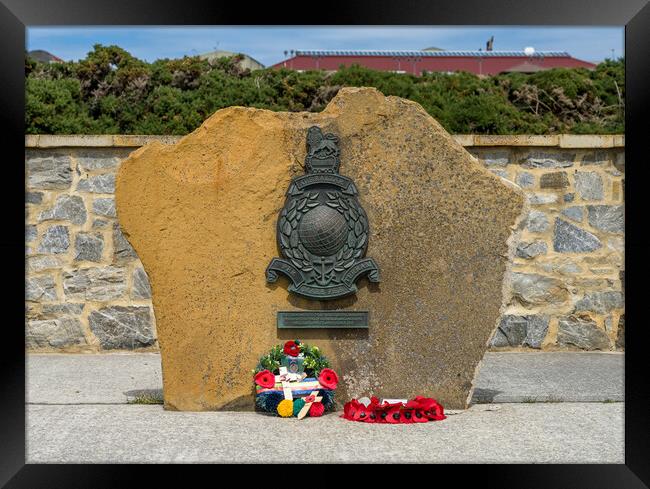 Royal Marines memorial in Stanley in the Falkland Islands Framed Print by Steve Heap