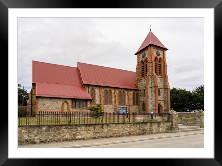 Church on the main street of Stanley Falkland Islands Framed Mounted Print by Steve Heap